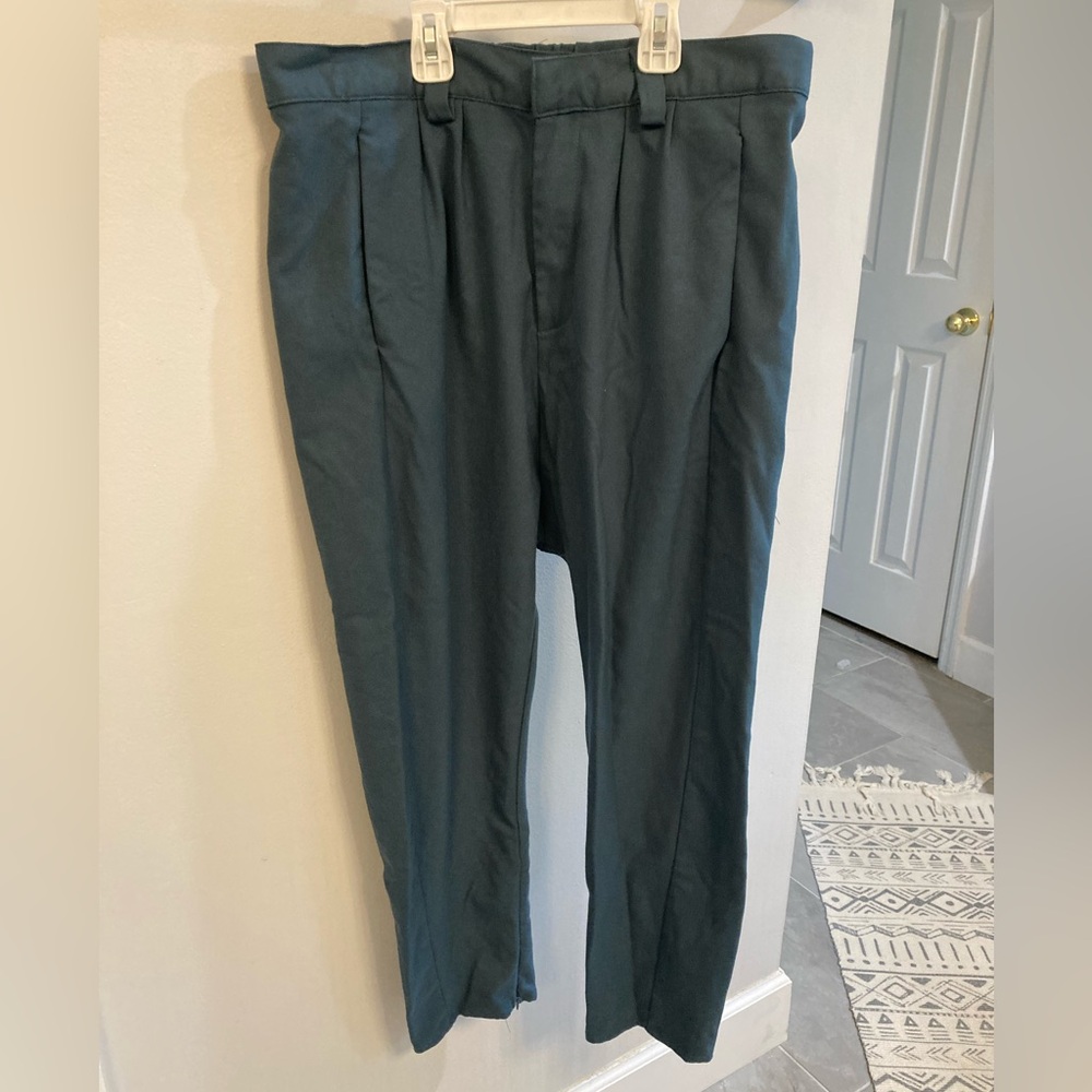 Free People Teal Trousers Dress Pants with zipper hem pant legs size medium